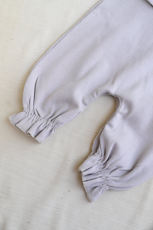 Sand Ruffle Bow Ribbed Sleepsuit