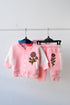 Pink Floral Fleece Varsity Jacket Set