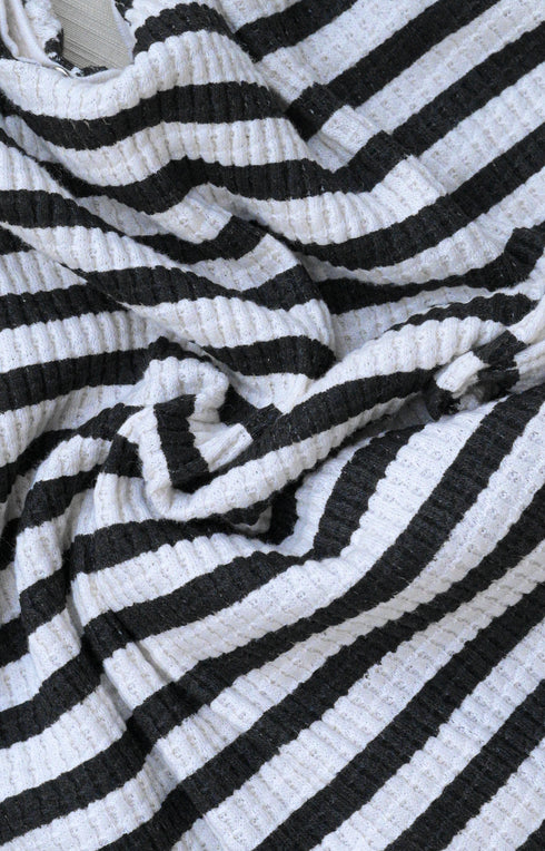 Striped Bear Embroidery Waffle Knit Polo Sleepsuit