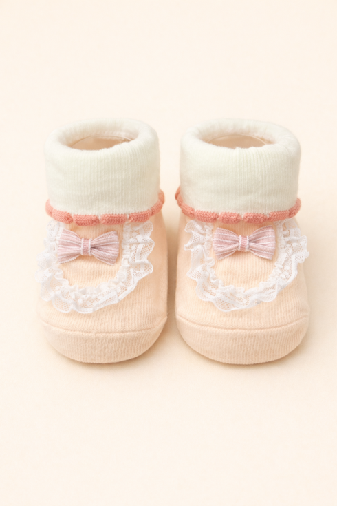 Baby Lace Booties (Peach)