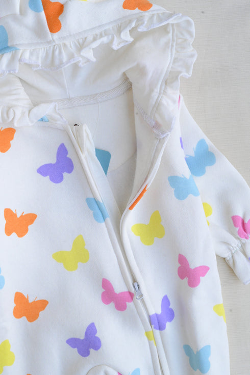 Butterfly Bliss Frilled Fleece Hooded Sleepsuit