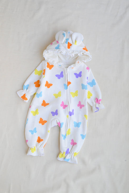 Butterfly Bliss Frilled Fleece Hooded Sleepsuit
