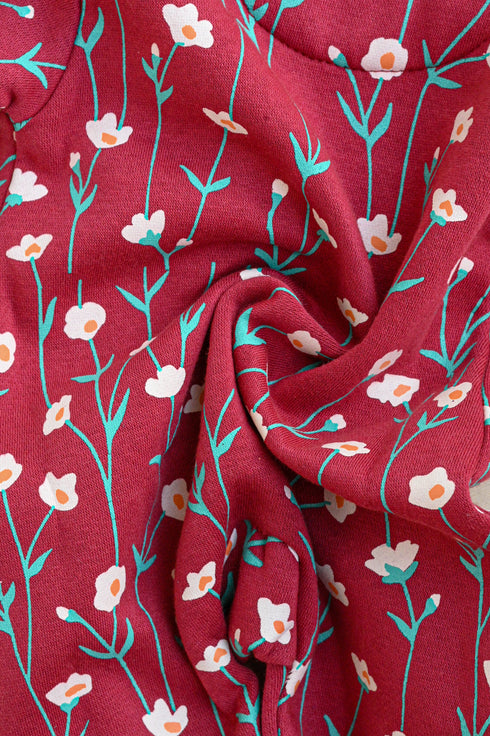 Forest Bloom Frilled Zipper Fleece Footed Sleepsuit