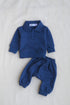 Jacquard Knit Polo Tracksuit Set (Navy)
