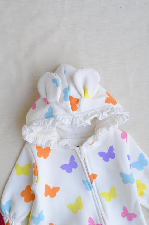 Butterfly Bliss Frilled Fleece Hooded Sleepsuit