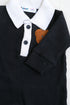 Bear Embroidery Waffle Knit Polo Sleepsuit (Black)