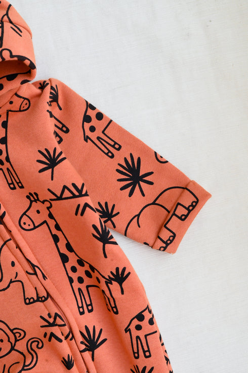 Jungle Friends Fleece Hooded Sleepsuit