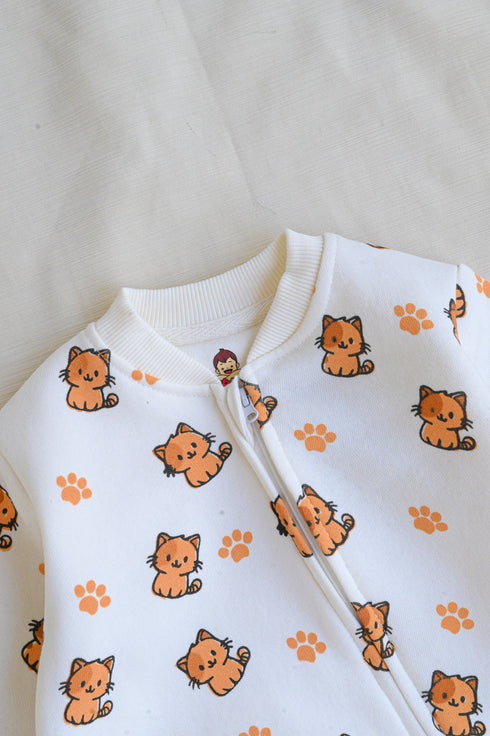 Kitten Printed Fleece Footed Sleepsuit