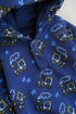 Navy Train Printed Fleece Hooded Sleepsuit