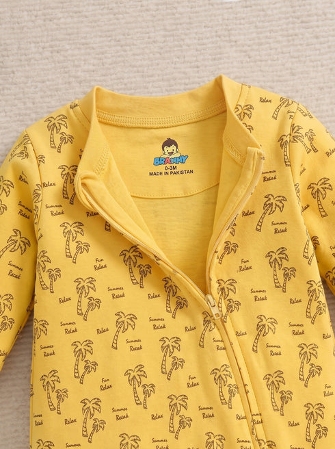 Palm Meadow Interlock Footed Sleepsuit