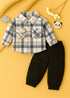 Plaid Flannel Shirt & Twill Cargo Pants Set