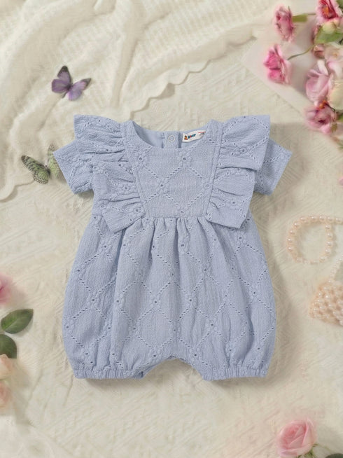 Sky Blue Structured Frill Romper