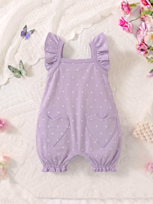 Lilac Polka Dot Frilled Romper