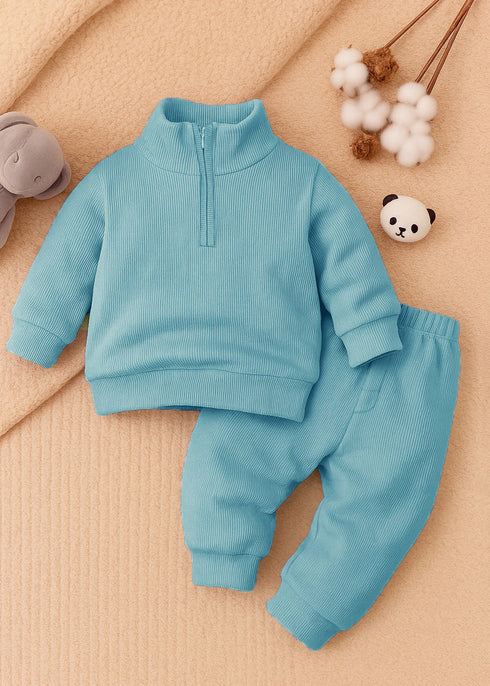 Ribbed High Neck (Sky Blue)