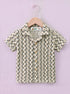 Sage Wave Pattern Cuban Collar Short Set