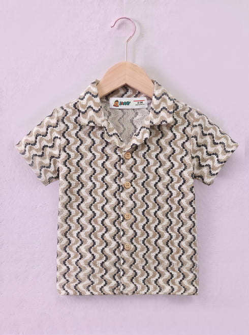 Jacquard Textured Cuban Collar Polo Short Set