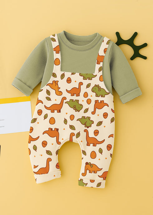 Little Dino Dungaree Fleece Sleepsuit