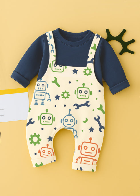 Robo Buddies Dungaree Fleece Sleepsuit