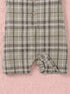 Brown Plaid Henley Romper