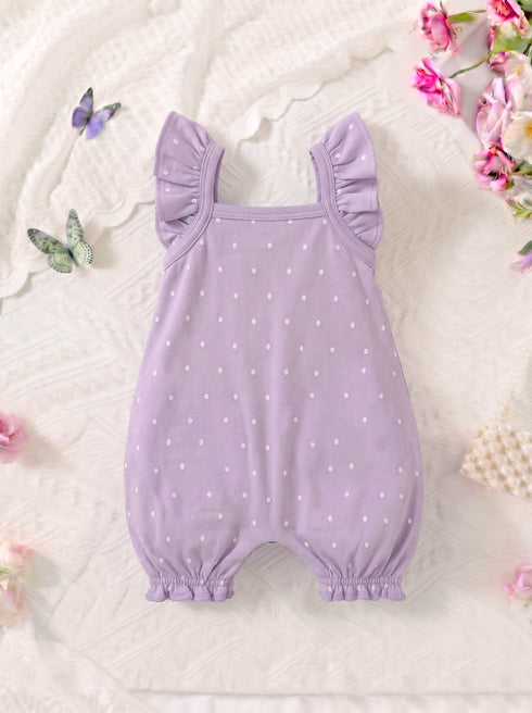 Lilac Polka Dot Frilled Romper