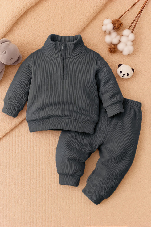 Ribbed High Neck (Charcoal)