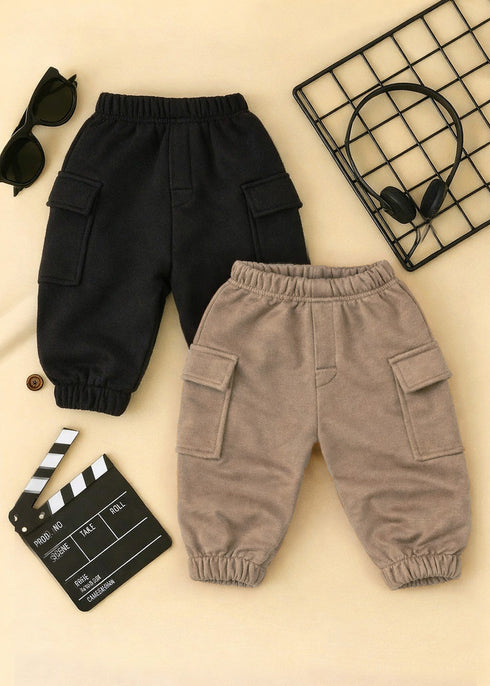 2-Pack Cargo Fleece Pajama (Black & Light Brown)