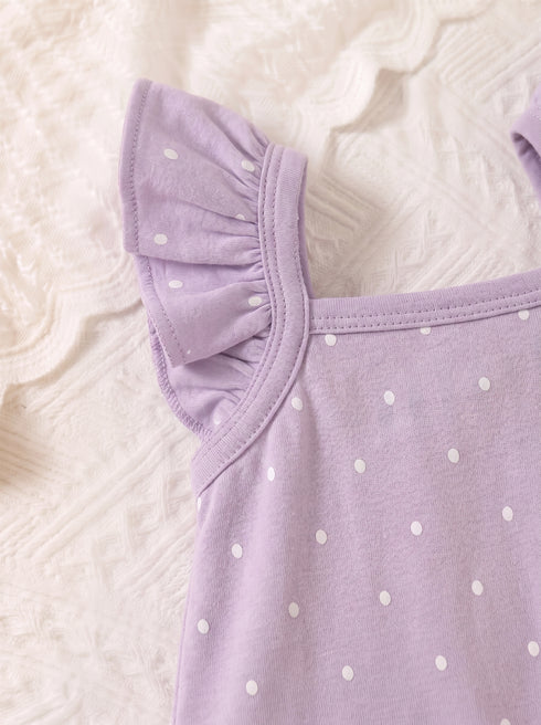 Lilac Polka Dot Frilled Romper