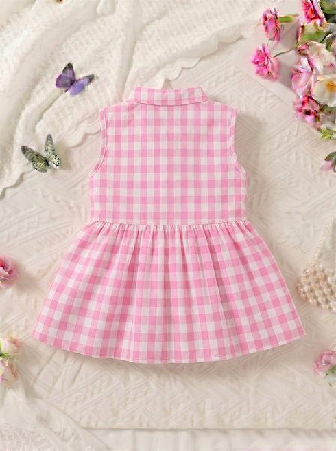 Sweet Gingham Collar Baby Frock