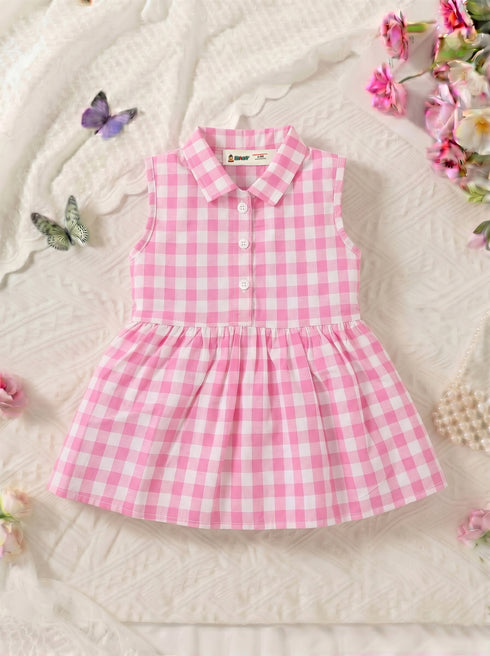 Sweet Gingham Collar Baby Frock