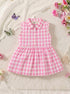 Sweet Gingham Collar Baby Frock