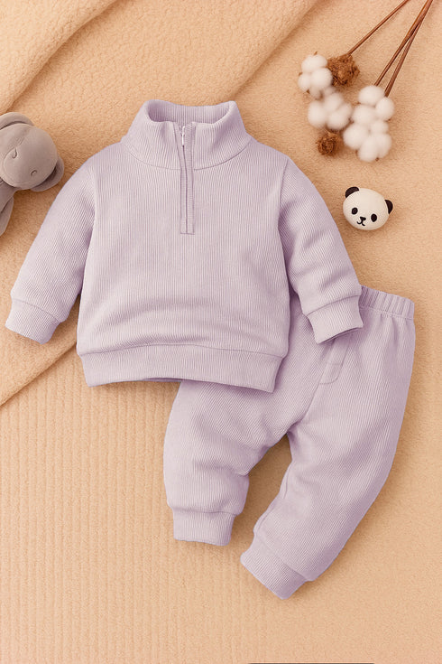 Ribbed High Neck (Light Purple)