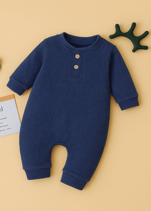 Ribbed Henley Sleepsuit (Blue)