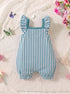 Turquoise Striped Frilled Romper
