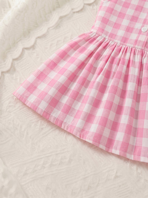 Sweet Gingham Collar Baby Frock