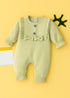 Green Ruffle Bow Ribbed Sleepsuit
