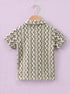 Sage Wave Pattern Cuban Collar Short Set