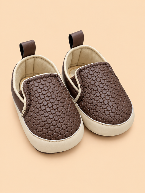 Classic Brown & Cream Casual Slip-On Sneakers