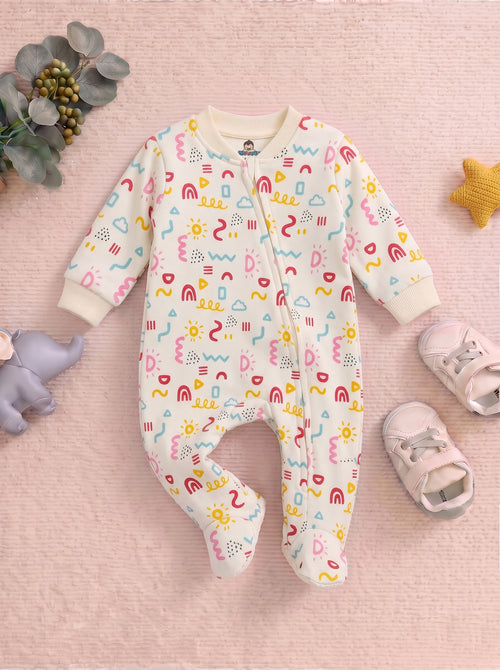 Abstract Doodle Fleece Footed Sleepsuit