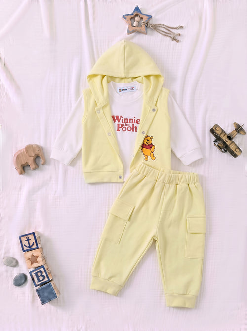 3-Pcs Winnie The Pooh Hooded Vest Cargo Set