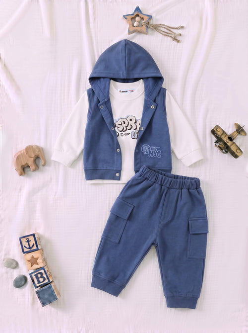 3-Pcs Street Buddy Hooded Vest Cargo Set