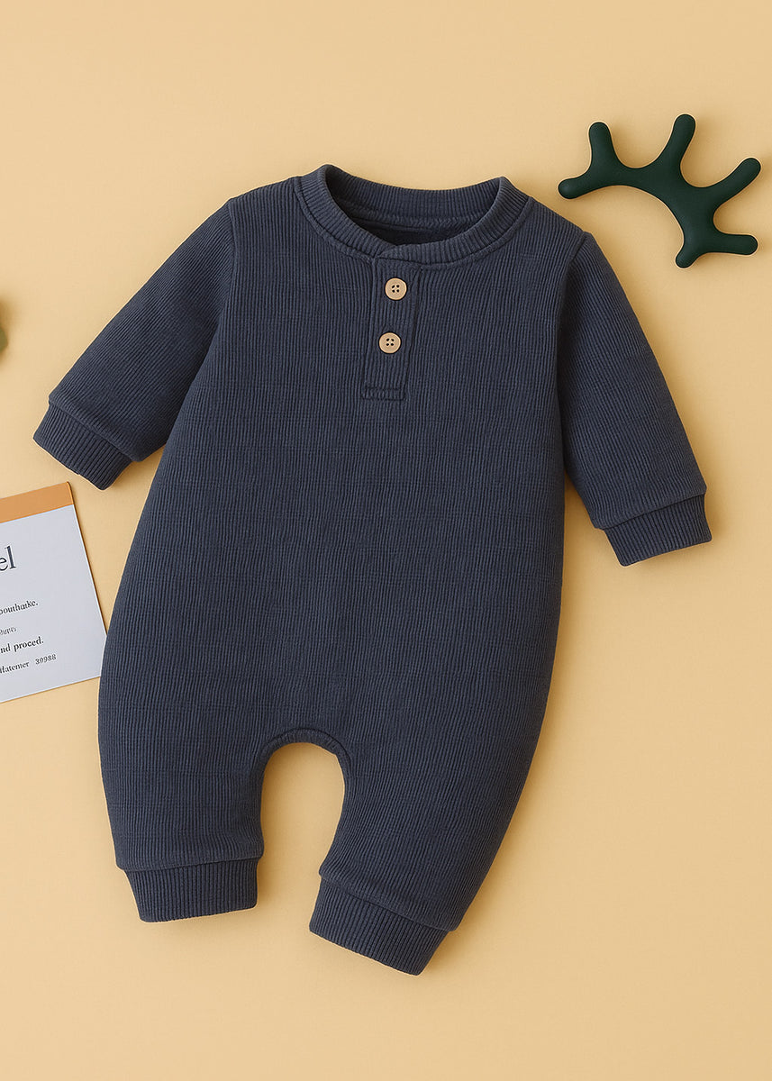 Ribbed Henley Sleepsuit (Navy) – Branny