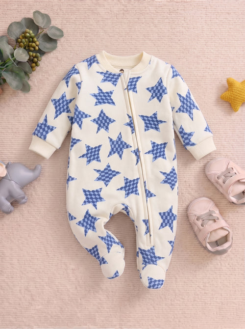 Stars Printed Fleece Footed Sleepsuit