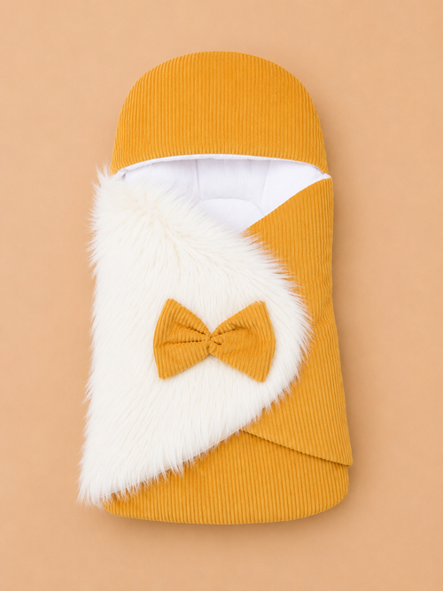 Yellow Fur Bow Baby Sleeping Carry Nest