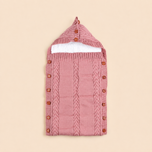 Baby Knitted Sleeping Bag & Carry Nest (Dusty Rose)