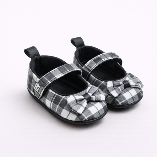 Black & White Checkered Bow Grace Flats