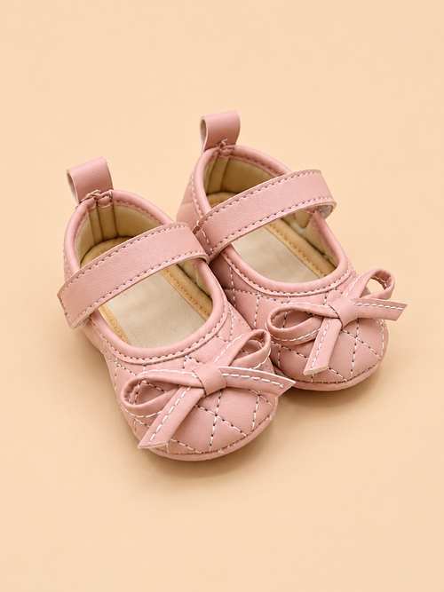 Blush Pink Bow Baby Ballerinas