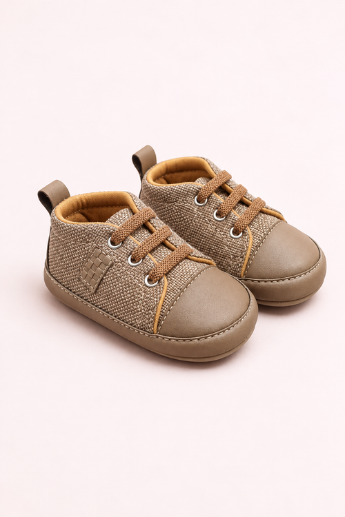 Sand & Brown Toddler Velcro Baby Sneakers