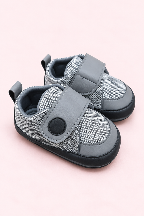 Grey Double-Strap Casual Sneakers