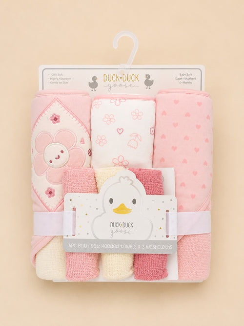 6-Pcs Baby Hooded Bath Towel Set