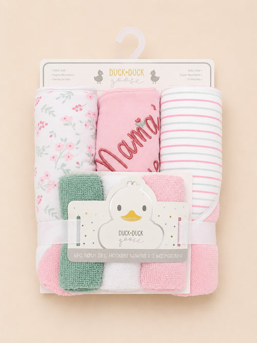 6-Pcs Baby Hooded Bath Towel Set